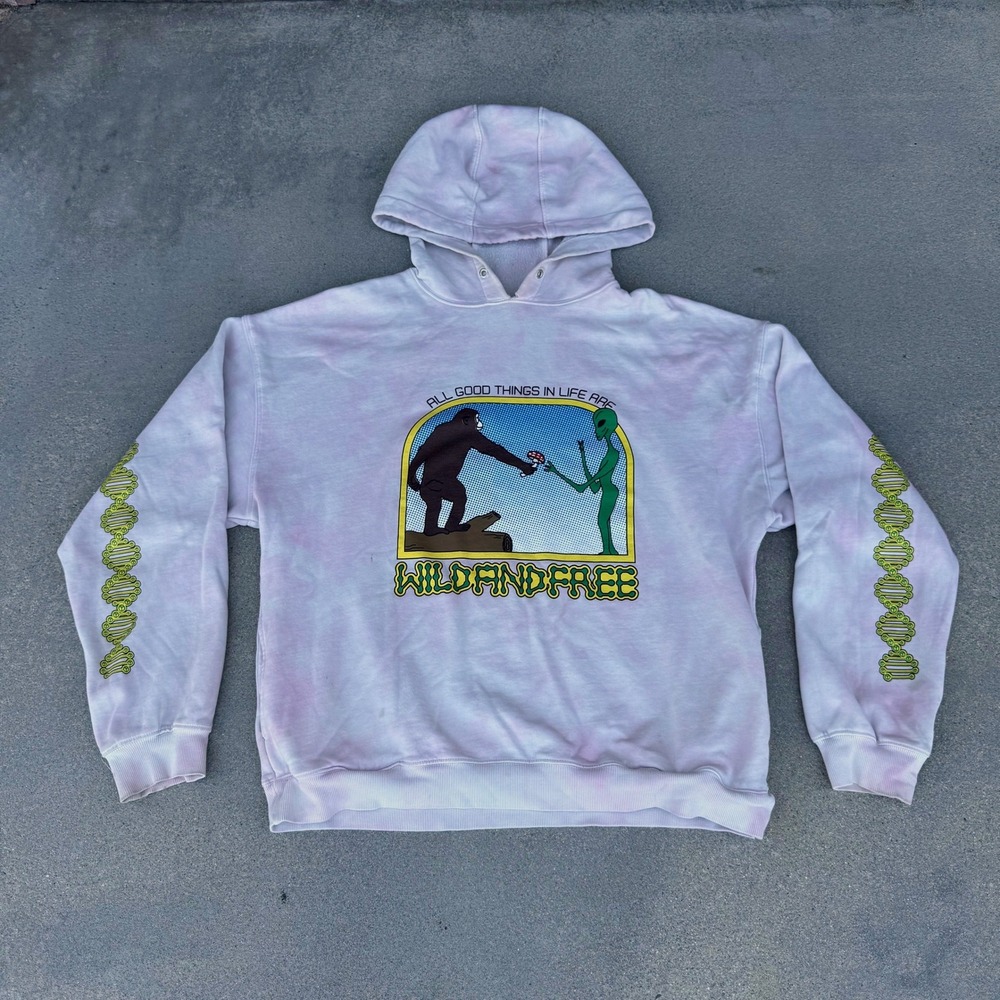 Coney Island Picnic Tie Dye Graphic Hoodie Pink Men Size Medium
